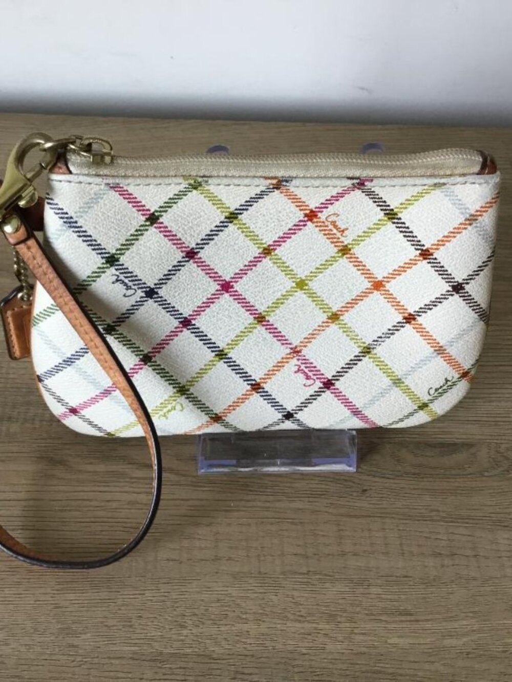 Vintage Coach Peyton Tattersall Plaid Wristlet with Original Hangtag